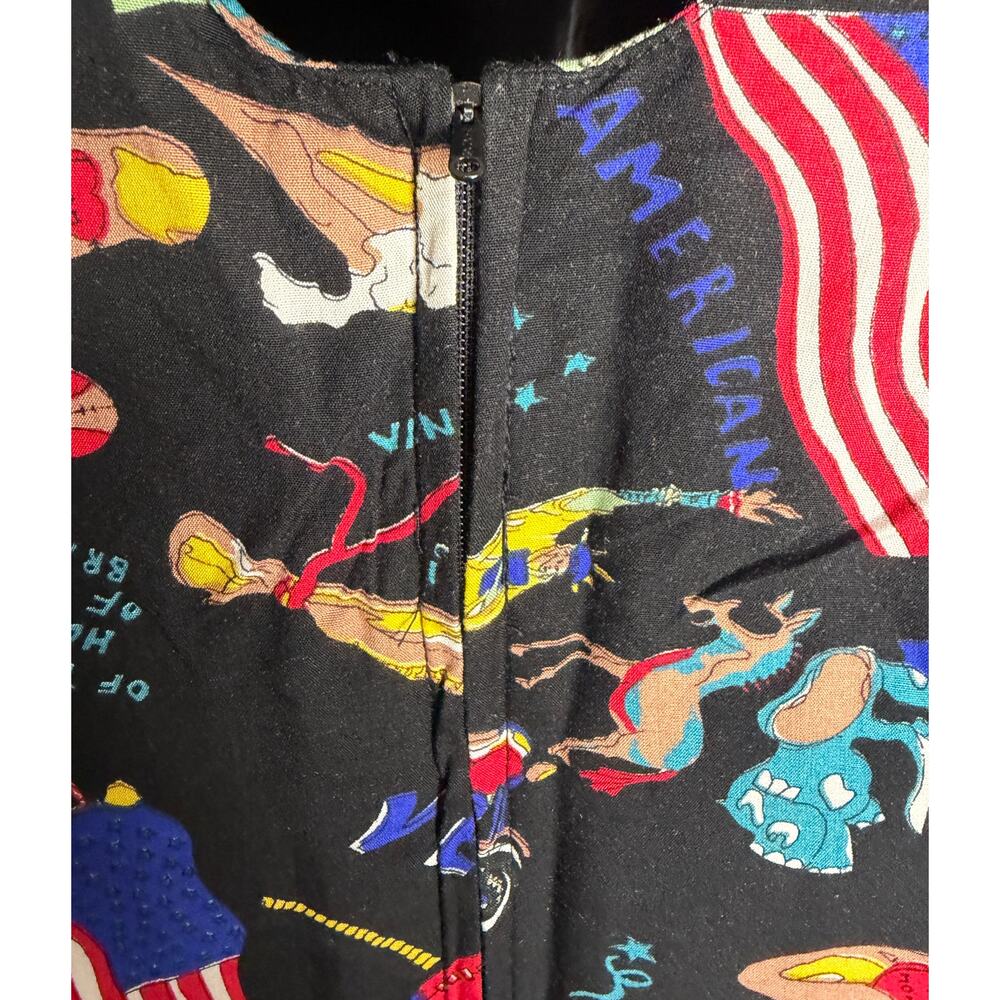 Pineapple Moon Vintage Dress Large 4th of July Sheath Black Short Sleeve New - Picture 8 of 13